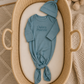 Personalized Organic Cotton Knotted Gown with Hat - Neutral