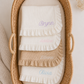 Embroidered Knitted Ruffled Blanket