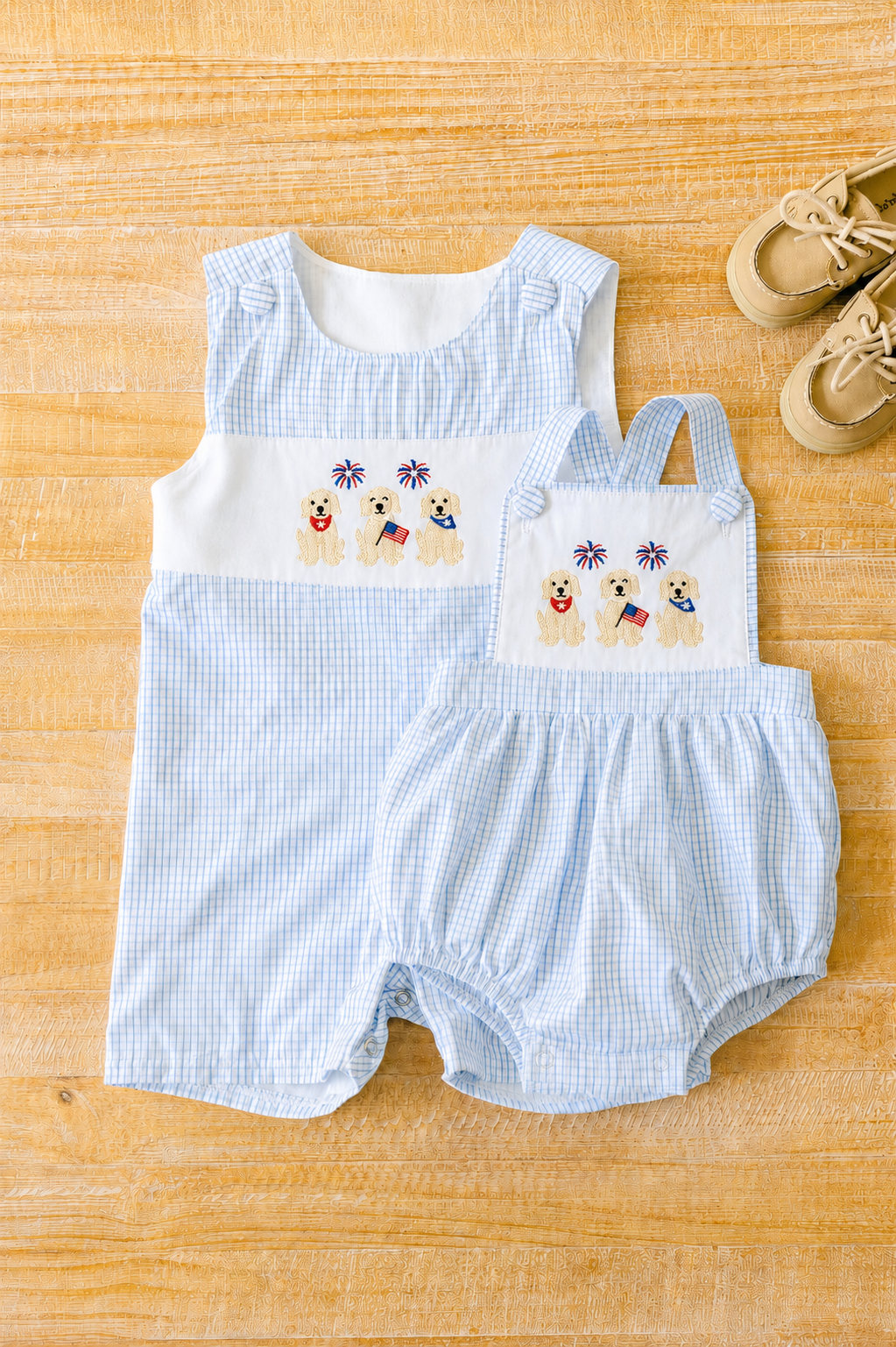 Embroidered Patriotic Puppy Romper