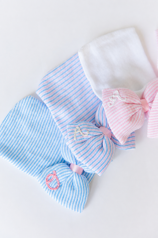 Hand Stitched Newborn Bow Hat
