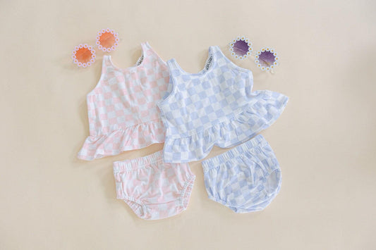 Organic Cotton Checkered Baby Girl Set - BellaBerryDesigns