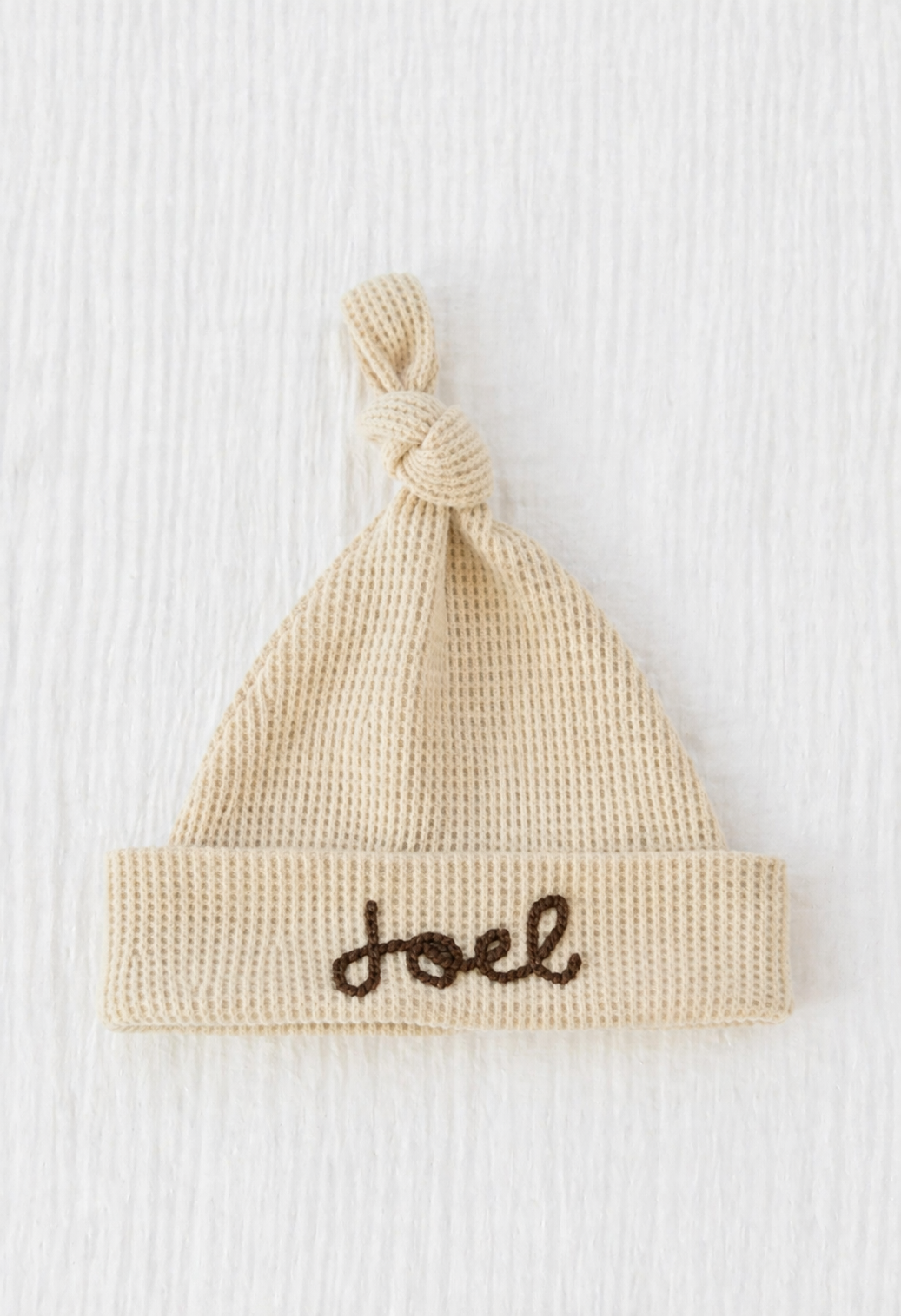 Personalized Hand Stitched Waffle Knit Hat