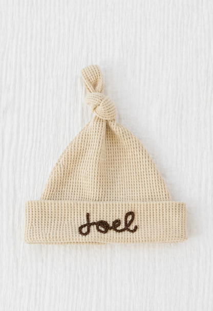 Personalized Hand Stitched Waffle Knit Hat