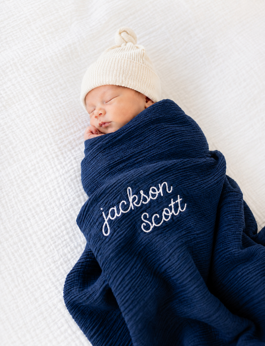 Hand Stitched Muslin Swaddle Blanket