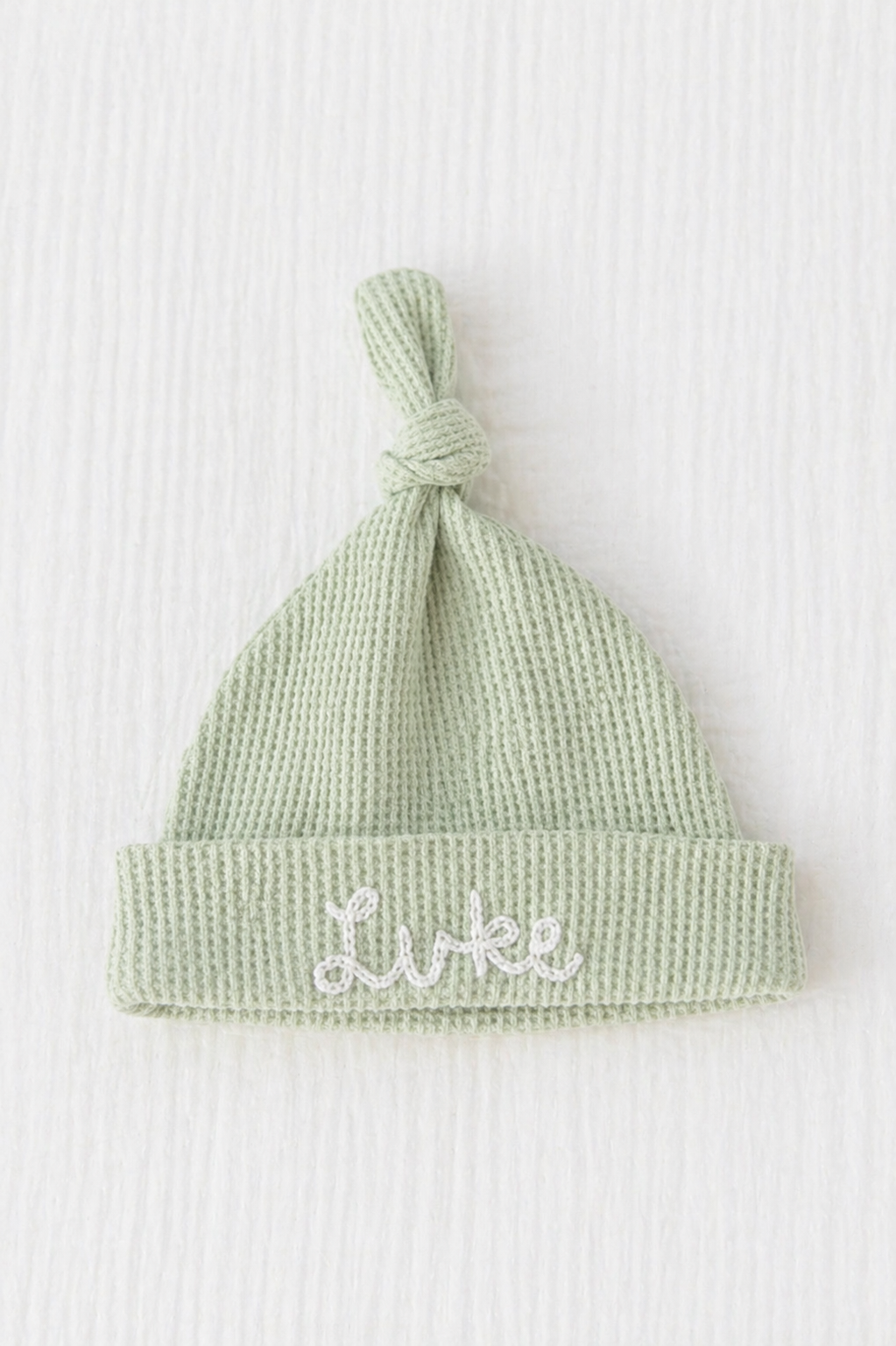 Personalized Hand Stitched Waffle Knit Hat