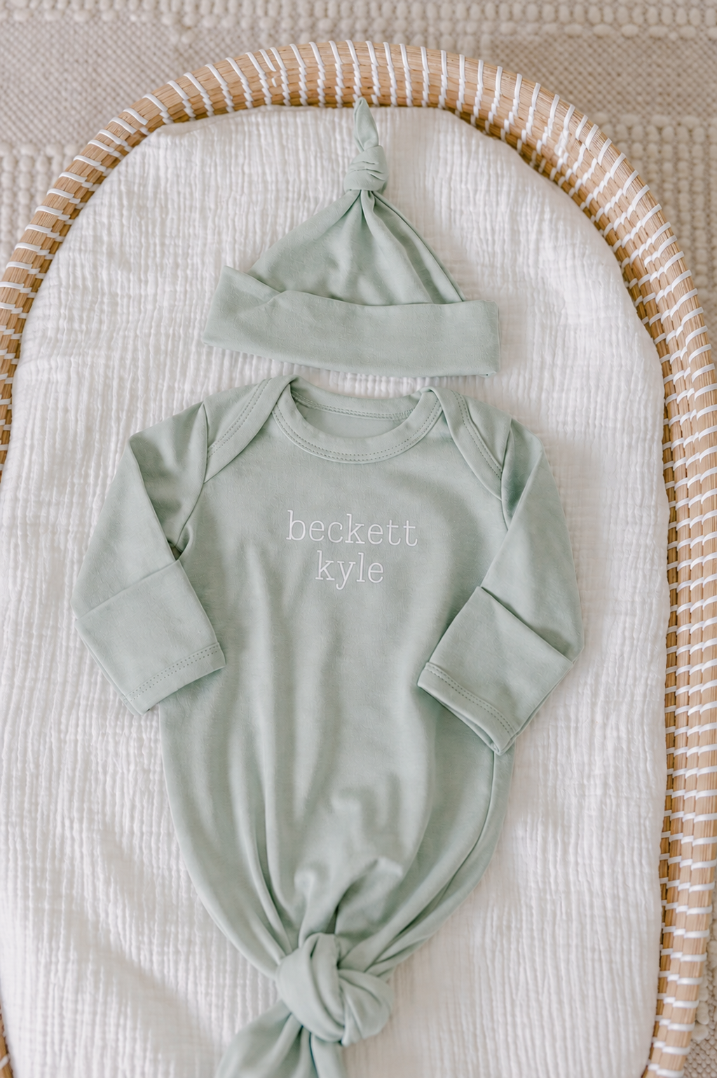 Personalized Organic Cotton Knotted Gown with Hat