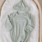 Personalized Organic Cotton Knotted Gown with Hat