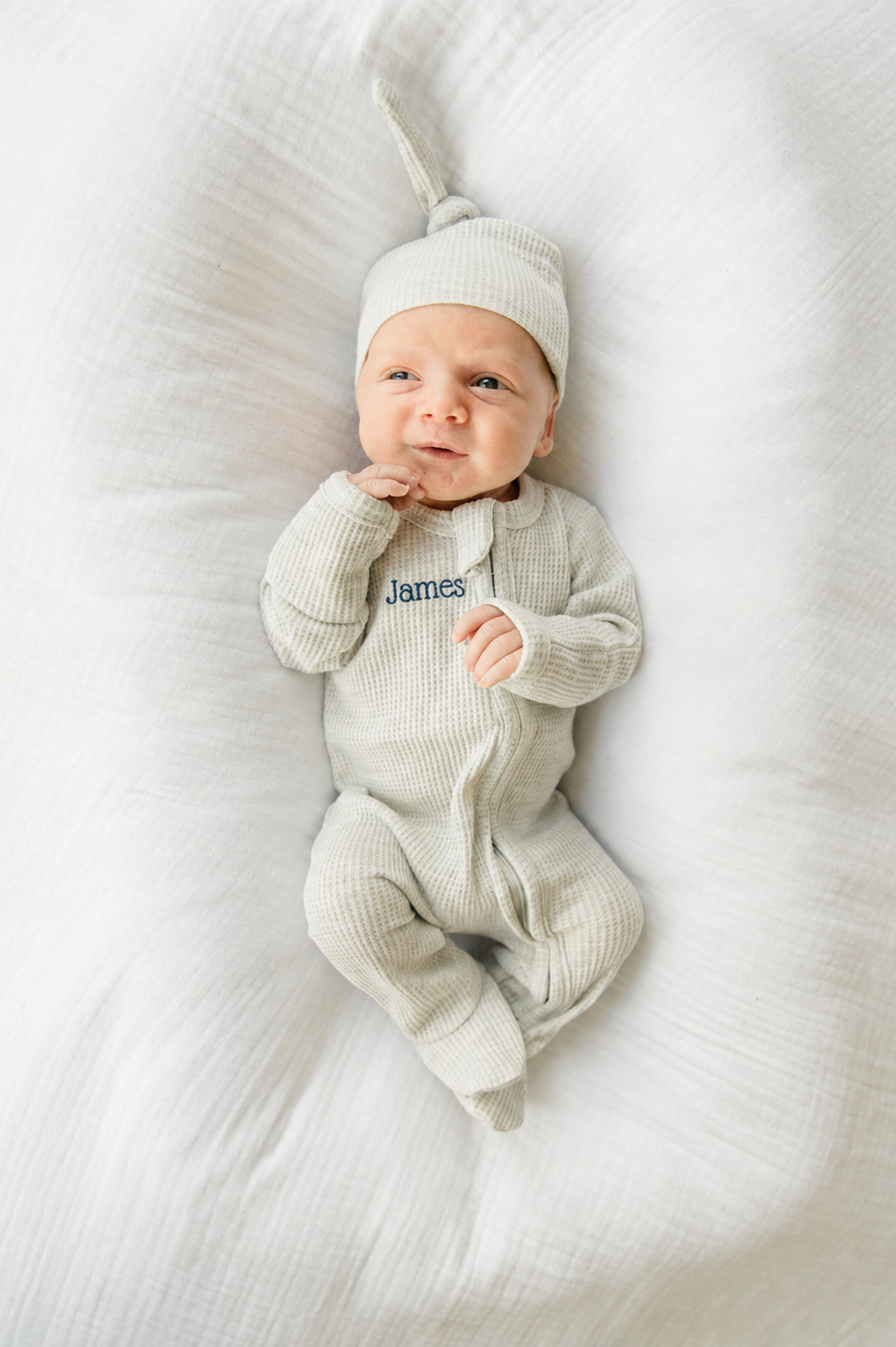 Personalized Organic Waffle Knit Footie