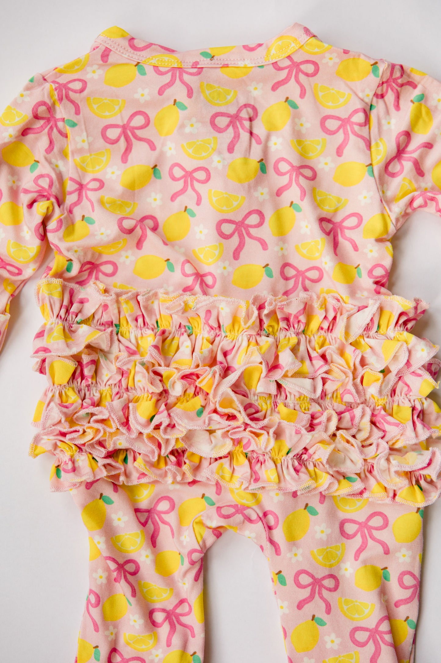 Pink Lemonade Ruffled Footie