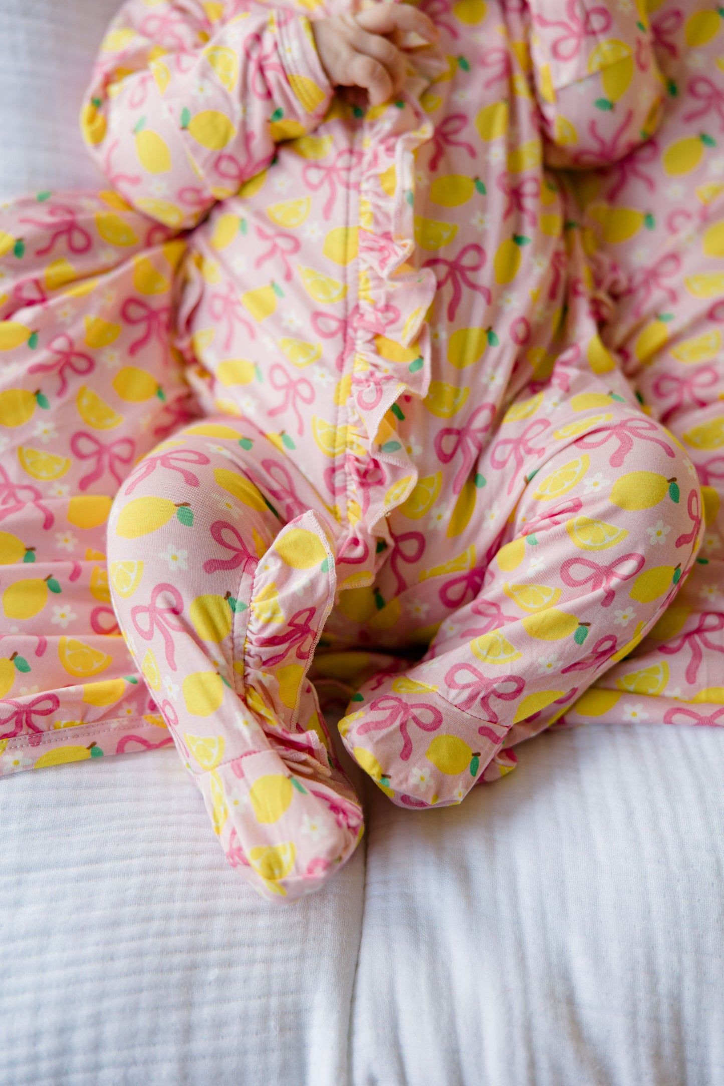 Pink Lemonade Ruffled Footie