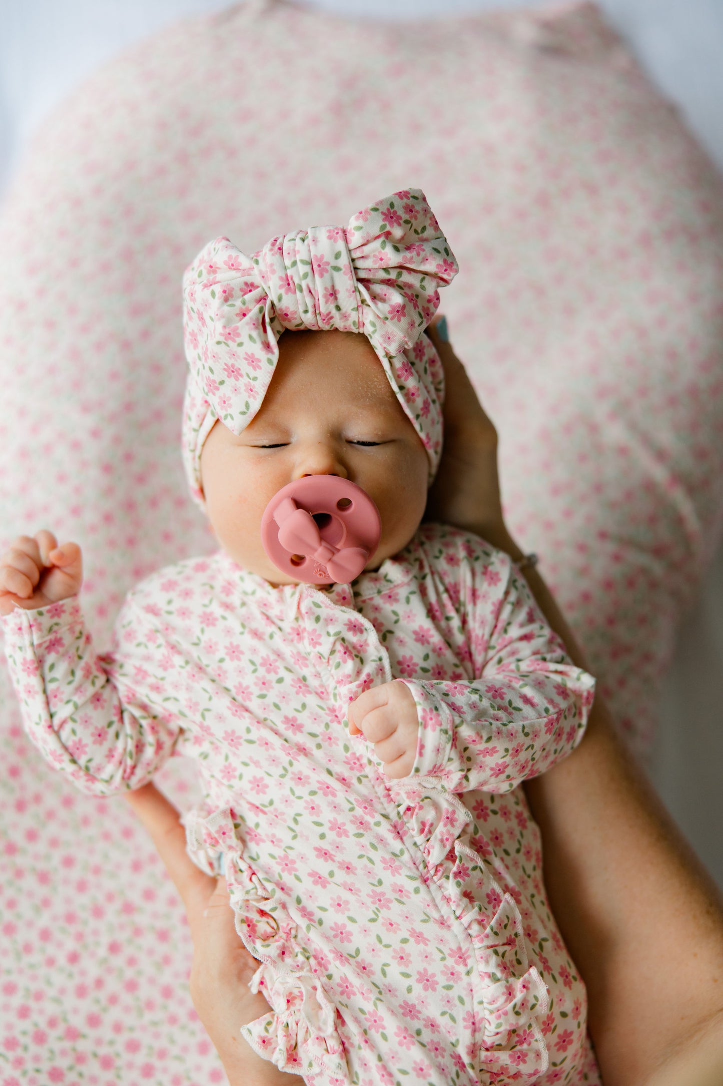 Pink Blossom Ruffled Footie