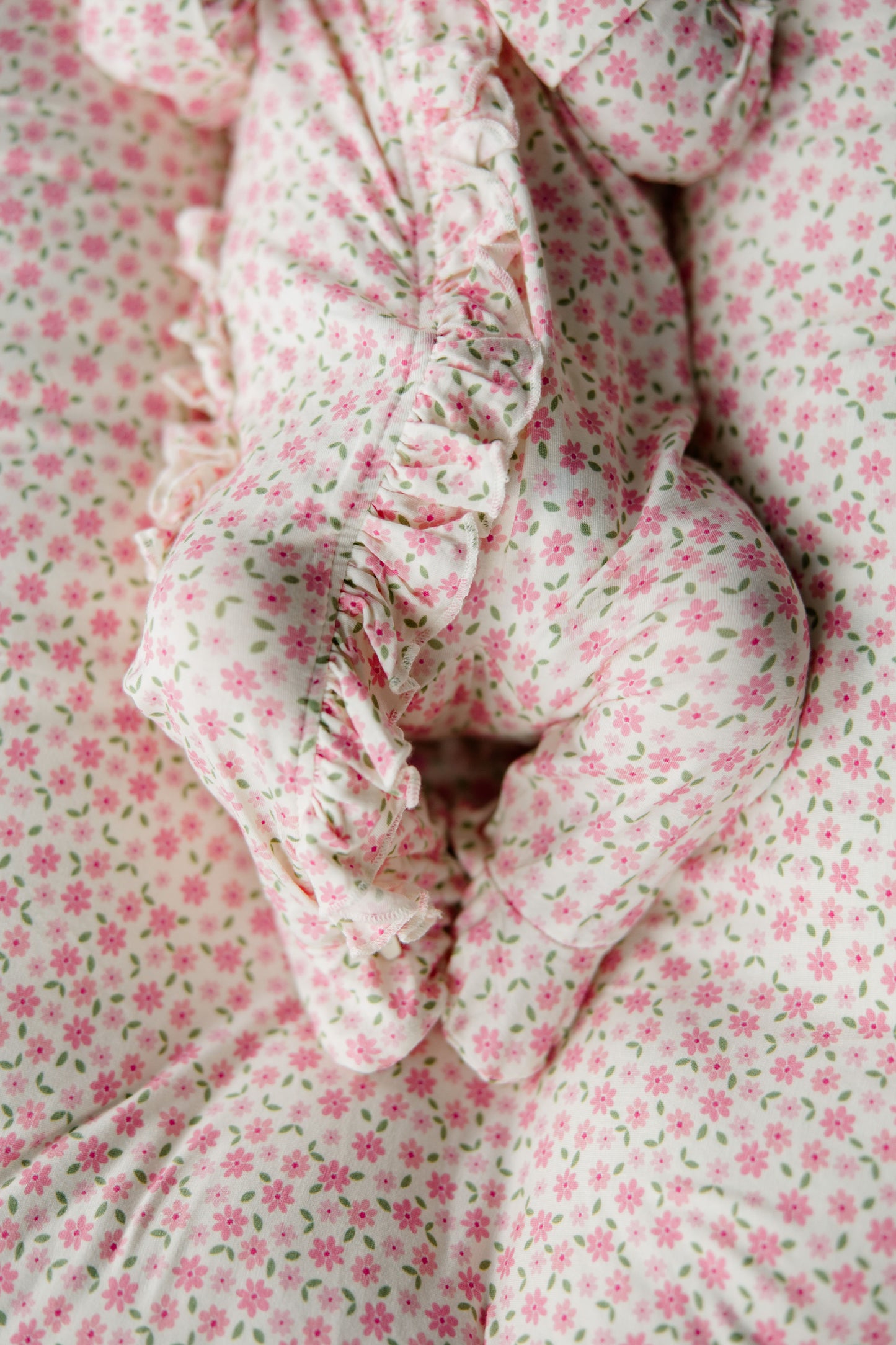 Pink Blossom Ruffled Footie