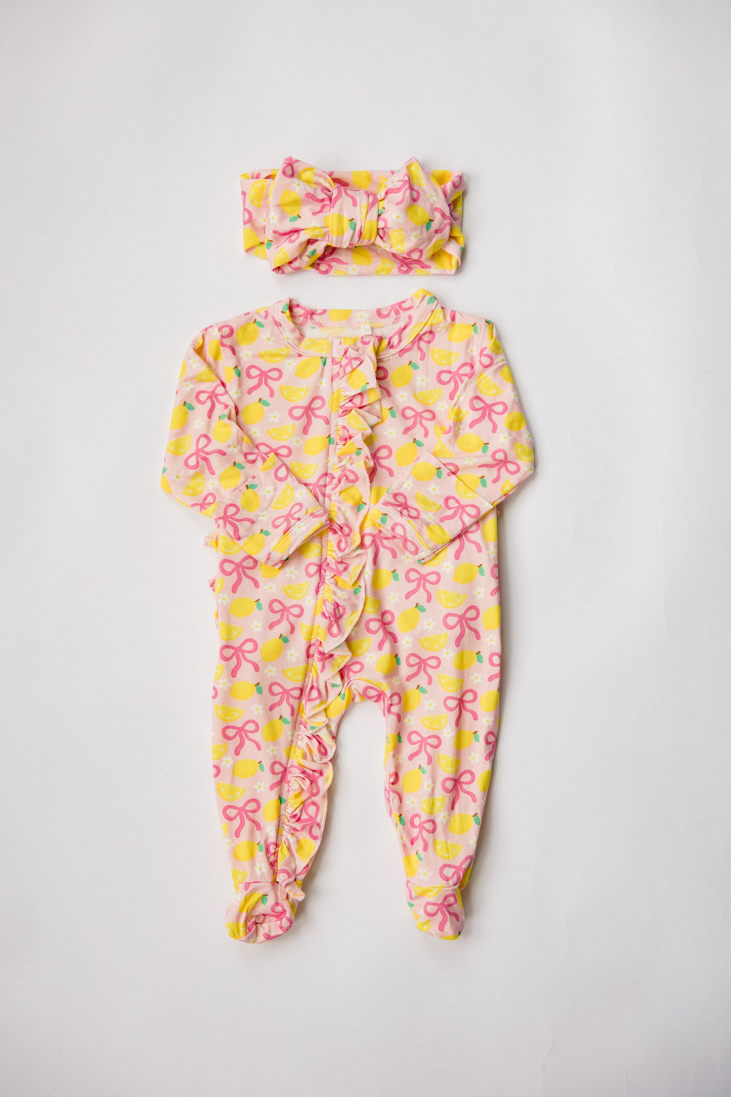 Pink Lemonade Ruffled Footie
